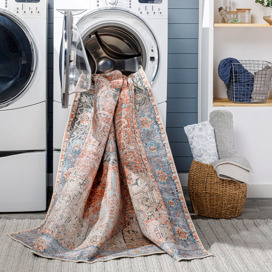 Tapis Vintage Lavable en Machine Rouge/Bleu Rodas