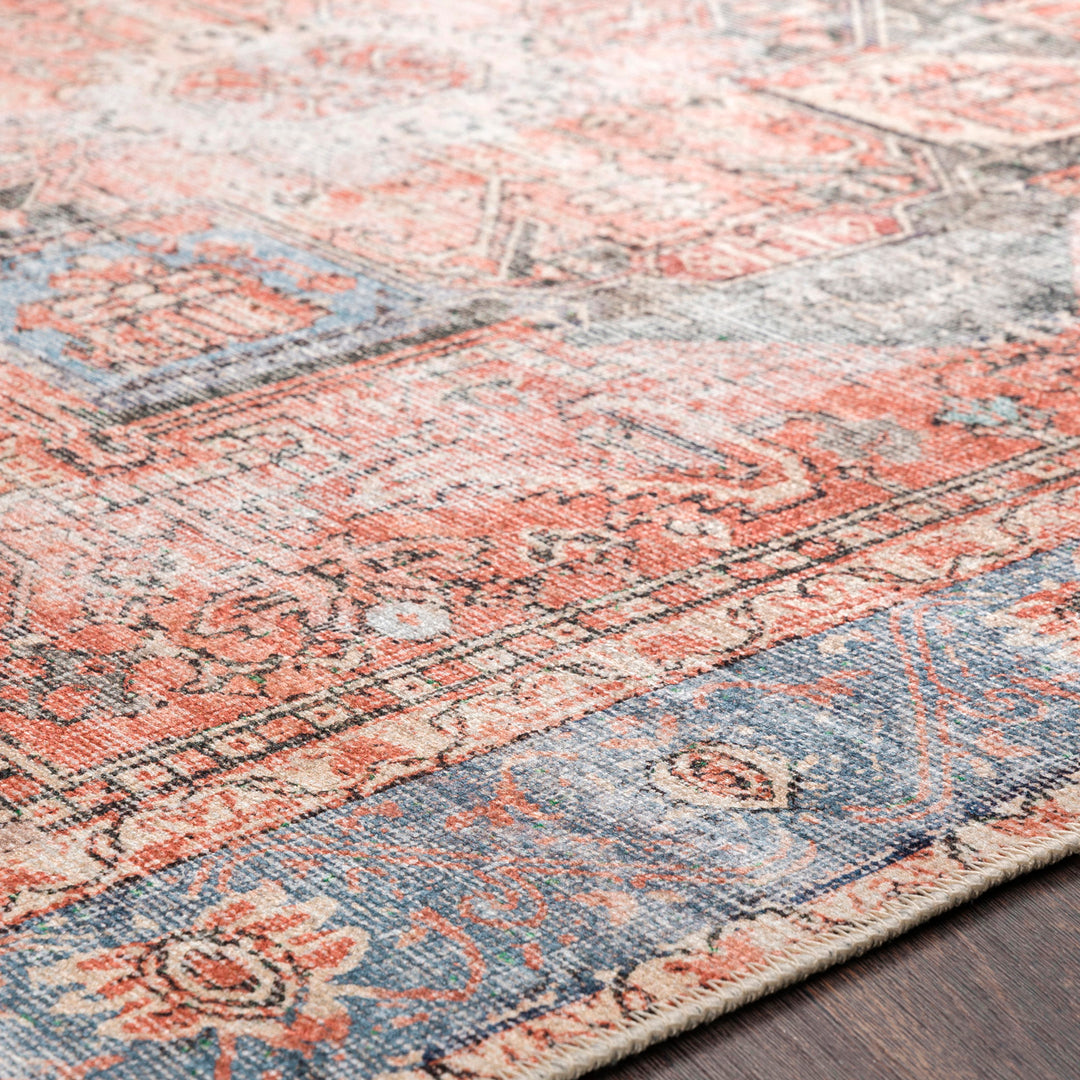 Tapis Vintage Lavable en Machine Rouge/Bleu Rodas