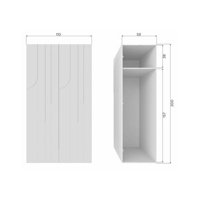 Armoire DRAWER Rain 2 portes en bois H200cm