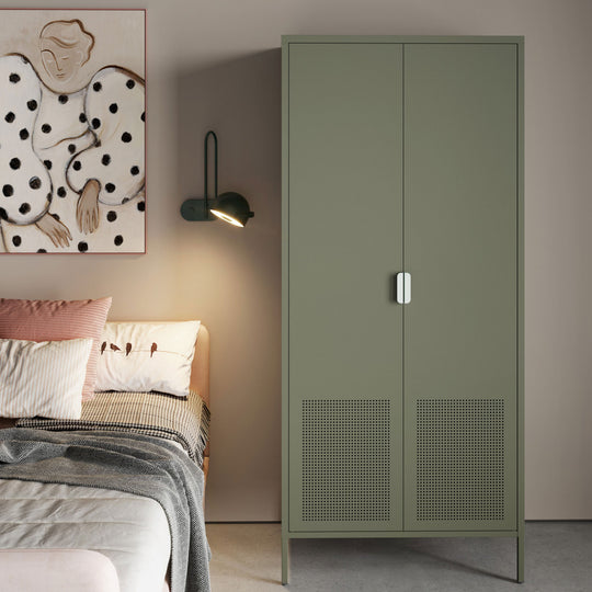 Armoire DRAWER Adel 2 portes en métal vert