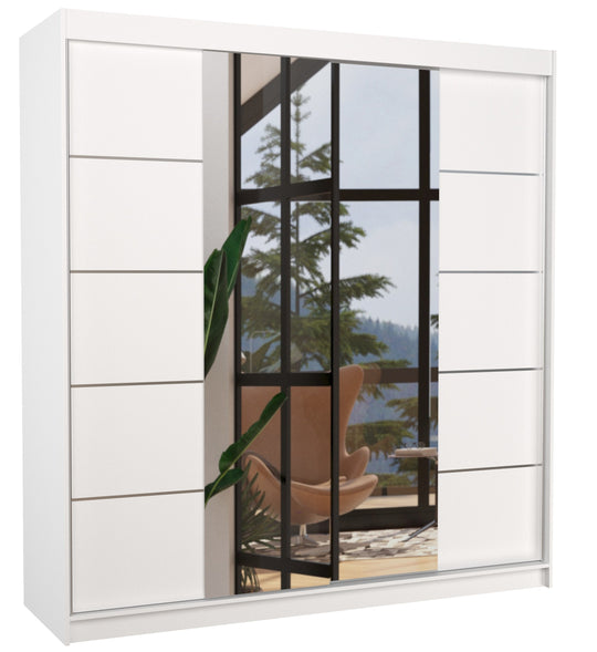 Armoire LES TENDANCES Dalia 200 cm 2 portes miroir blanc