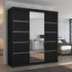 Armoire LES TENDANCES Baker 2 portes coulissantes en bois noir avec miroir