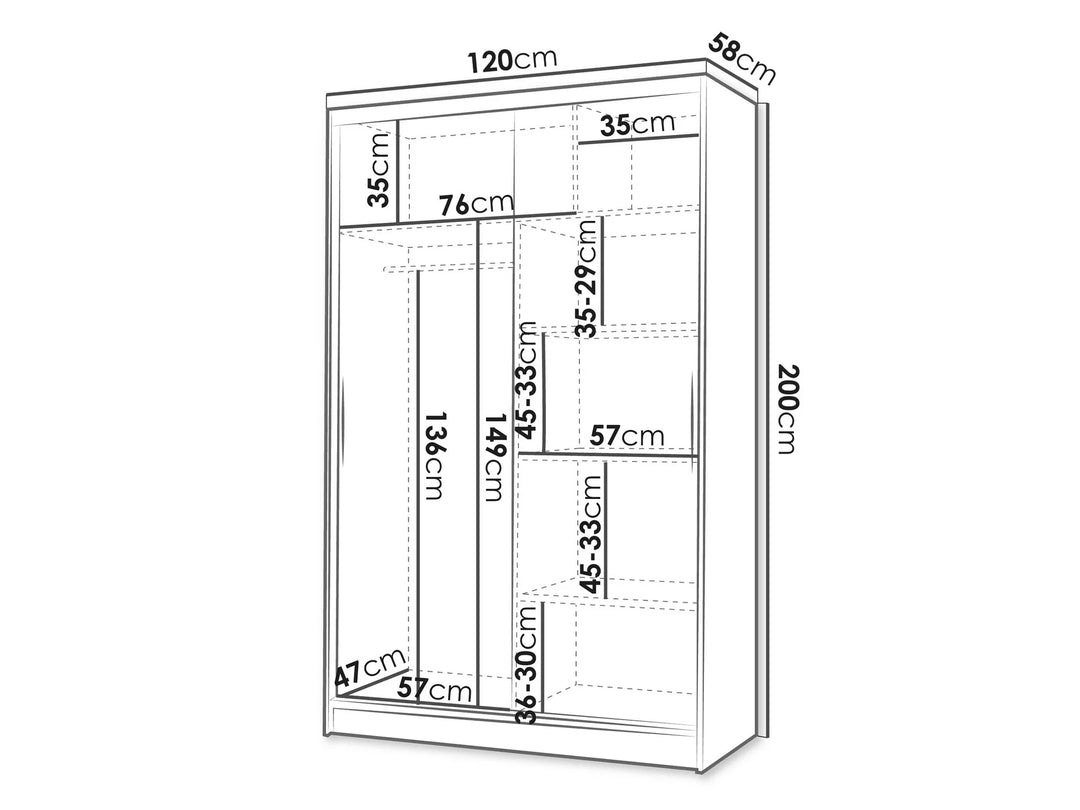 Armoire MOBILIER 1 Closico 151 (Blanc + Chêne Artisan)