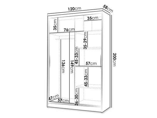 Armoire MOBILIER 1 Closico 151 (Blanc + Chêne Artisan)