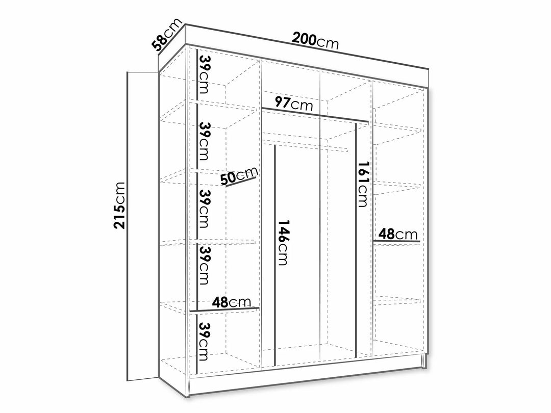 Armoire MOBILIER 1 Closico 192 (Blanc + Noir)