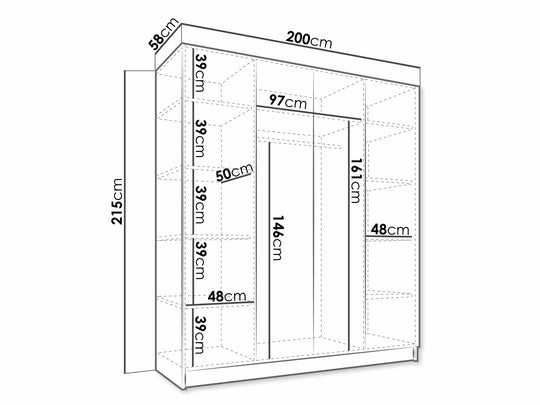 Armoire MOBILIER 1 Closico 192 (Blanc + Noir)