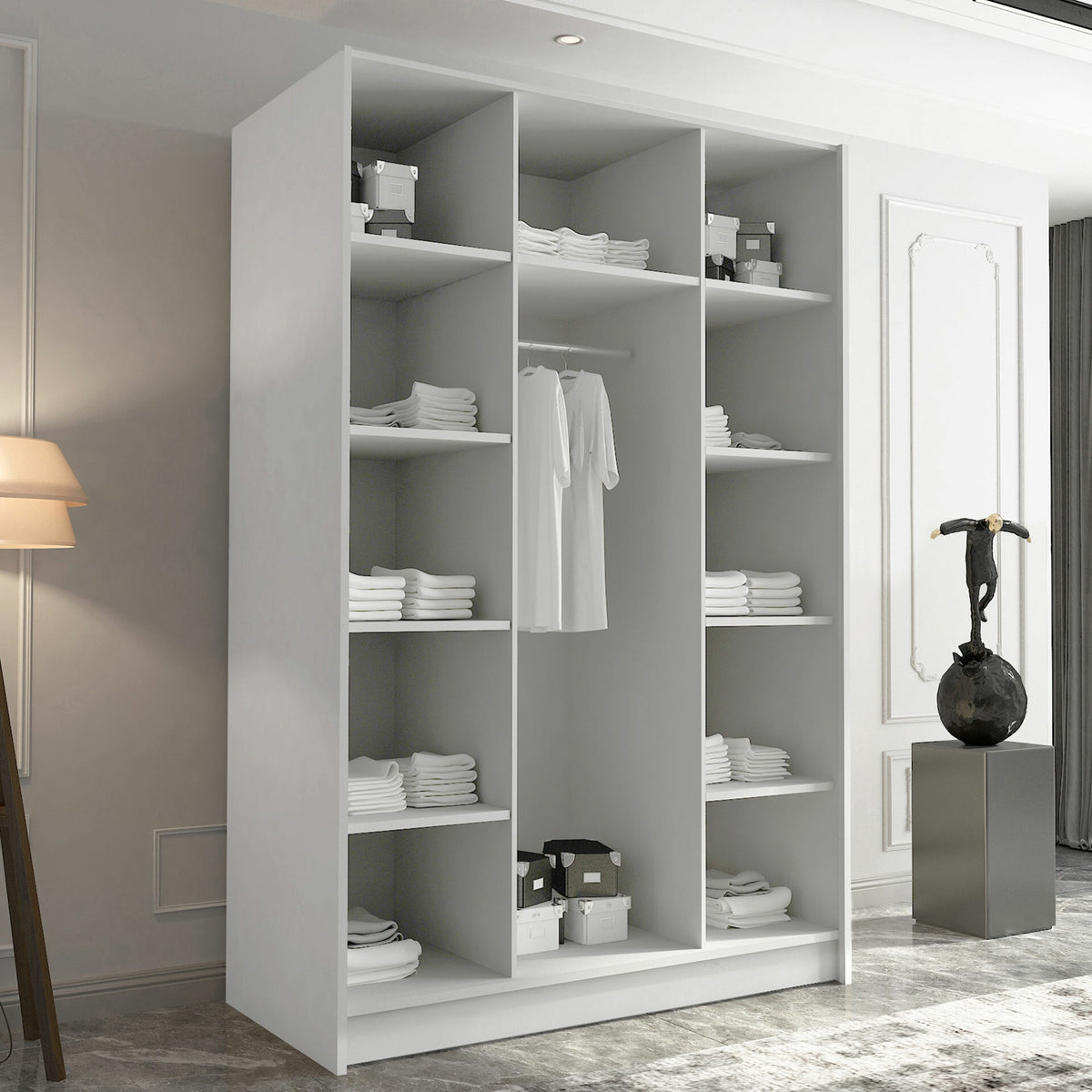 Armoire MOBILIER 1 Closico Decoron I (Blanc + Doré)
