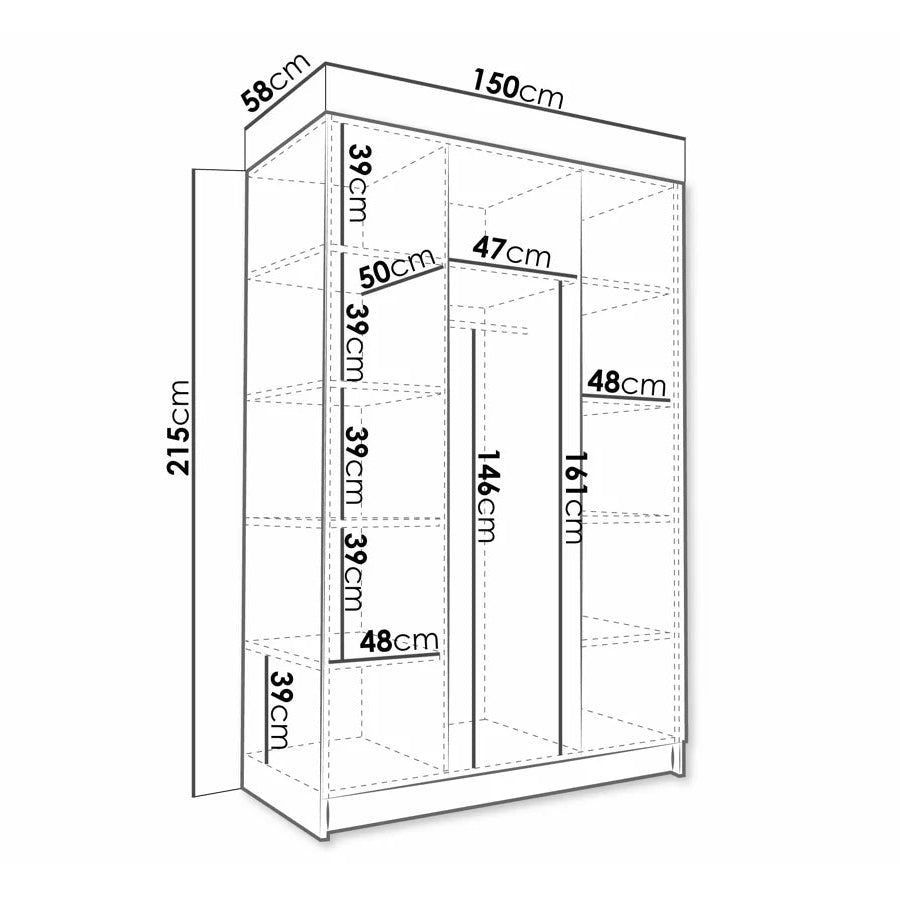 Armoire MOBILIER 1 Closico Decoron I (Blanc + Doré)