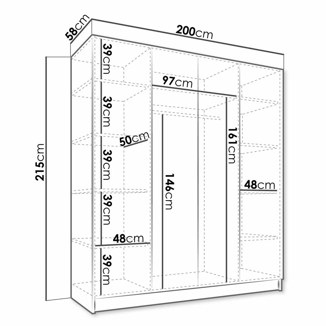 Armoire MOBILIER 1 Closico Navor I (Blanc+ Noir)