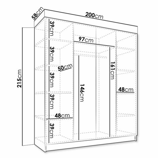 Armoire MOBILIER 1 Closico Navor I (Bois clair + Doré)