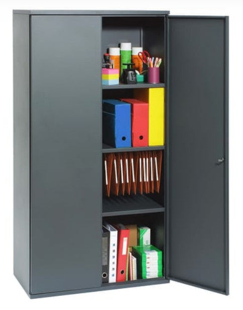 Armoire de bureau LES TENDANCES Briko métallique anthracite avec serrure à clé