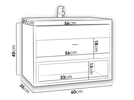 Meuble de salle de bain avec lavabo MOBILIER 1 Baltesi 118 (Blanc + Chêne Artisan)