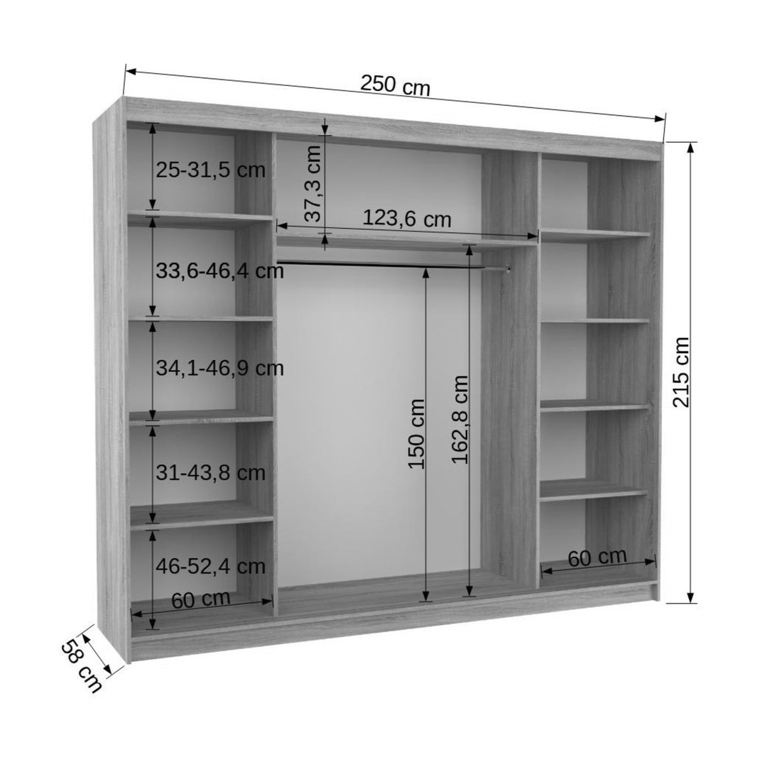Armoire LES TENDANCES Cindy 3 portes coulissantes blanc avec miroir 250 cm