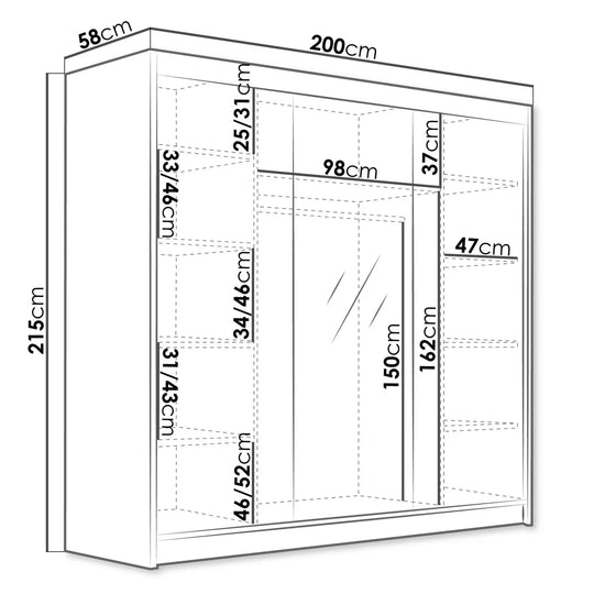 Armoire LES TENDANCES Baker 2 portes coulissantes en bois noir avec miroir