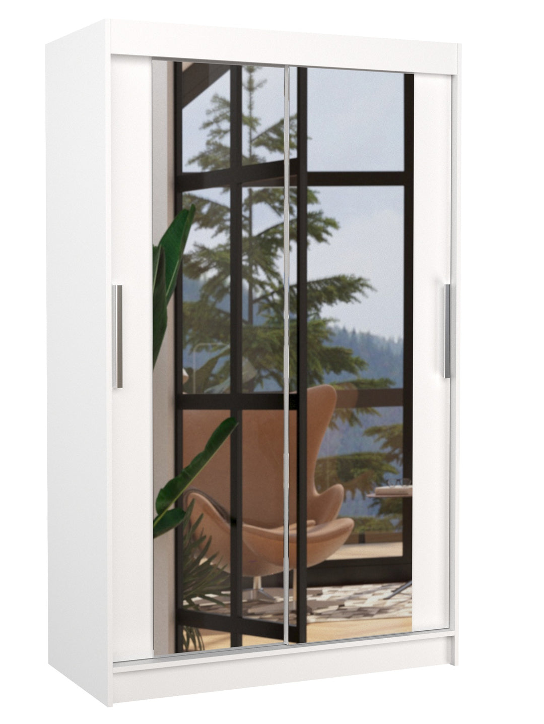 Armoire LES TENDANCES Ibizo 2 portes coulissantes avec miroir 120 cm