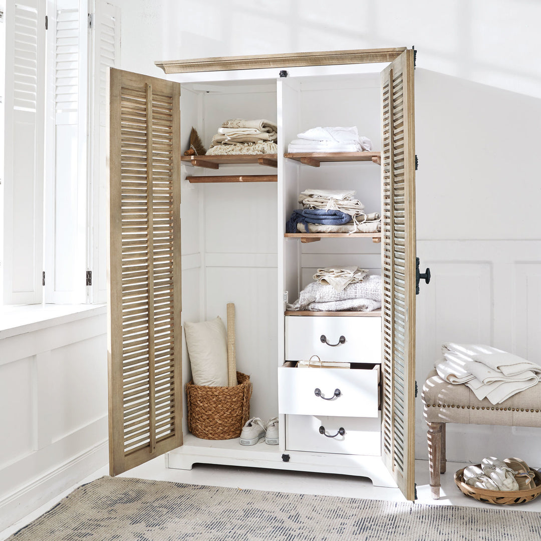 Armoire LOBERON Comtois bois marron blanc — photo produit