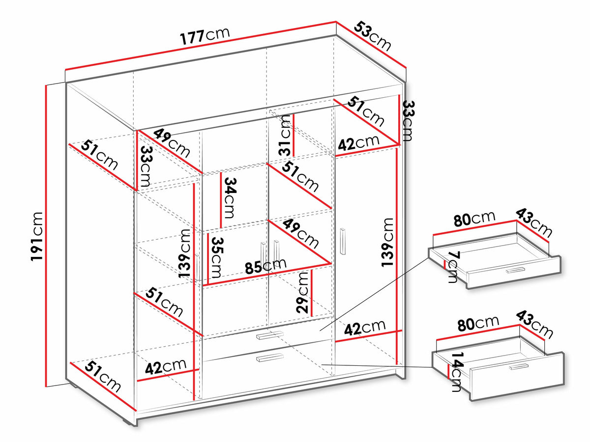 Armoire MOBILIER 1 Novduni 107 (Blanc) — photo produit