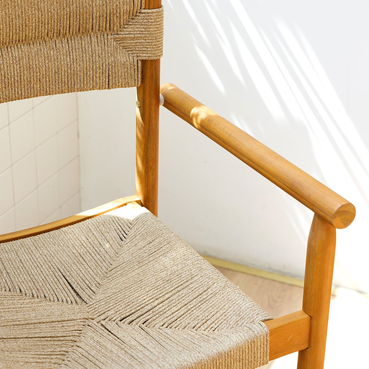 Lot de 2 chaises de jardin Nordlys en acacia massif et corde OVALLE