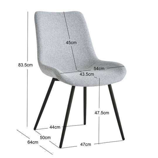 Lot de 2 chaises en métal et tissu gris