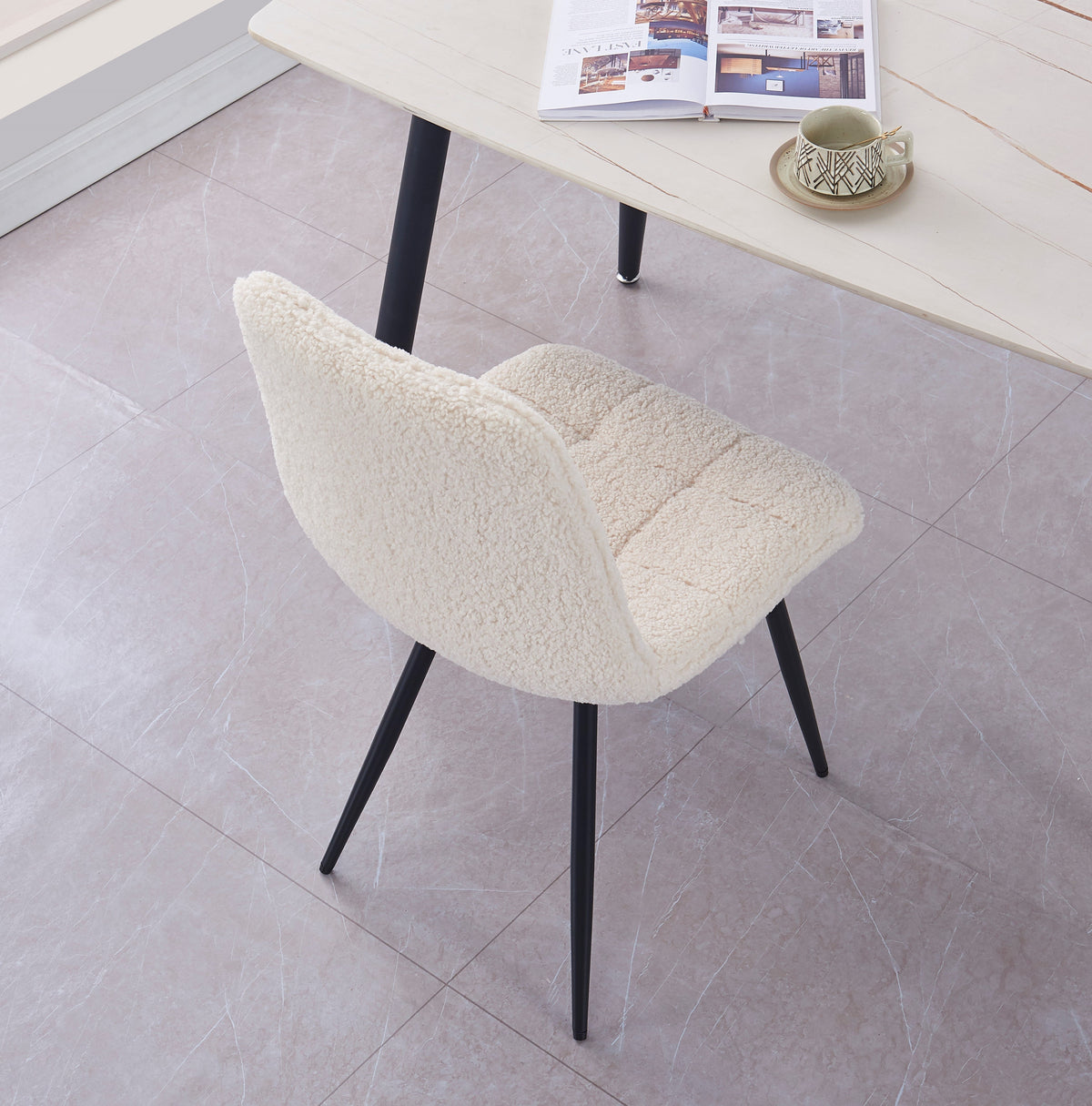 Lot de 2 chaises Nordlys en métal et bouclettes blanc BJORN
