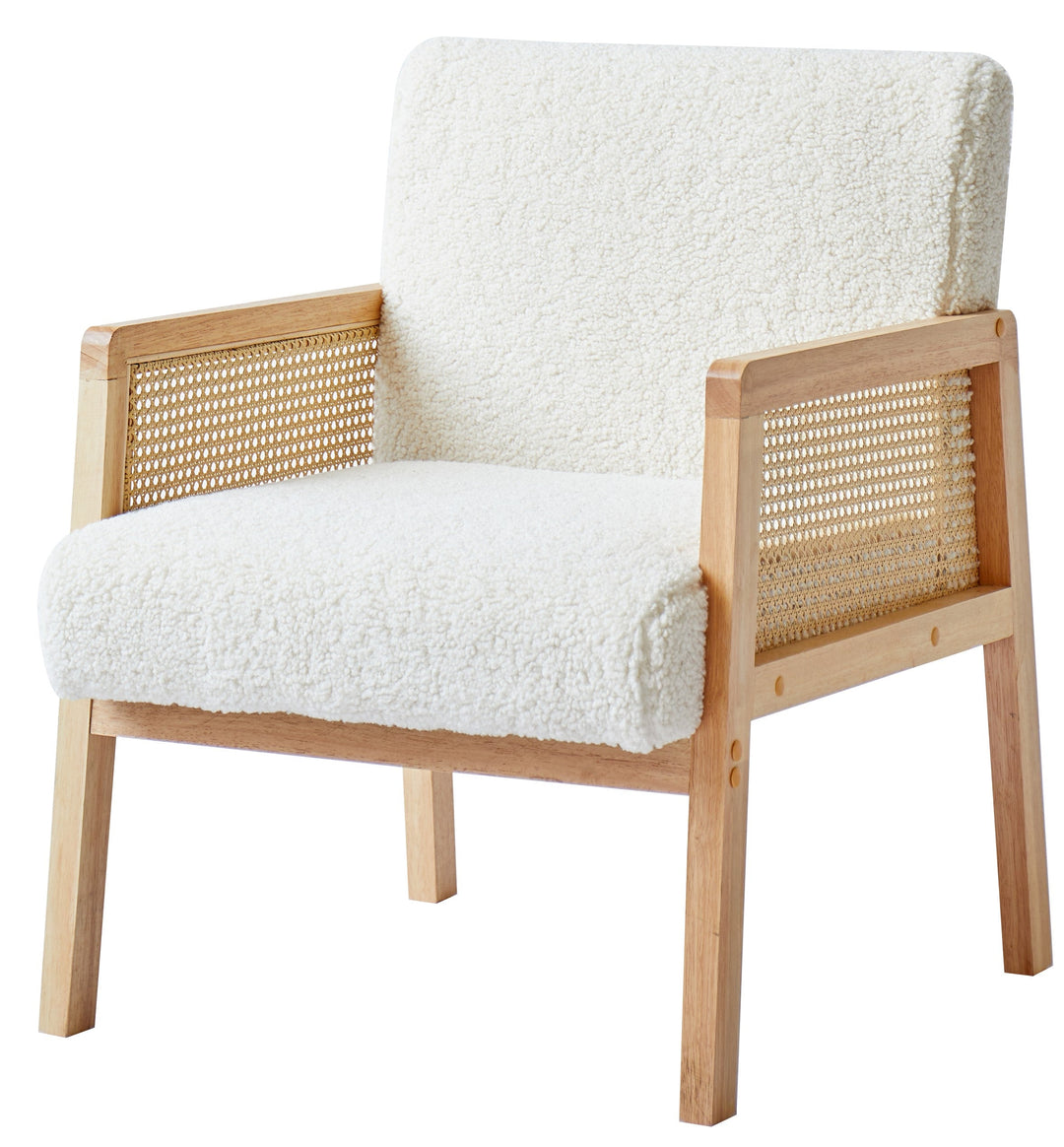 Fauteuil de salon Nordlys en bois massif et cannage blanc BORGO
