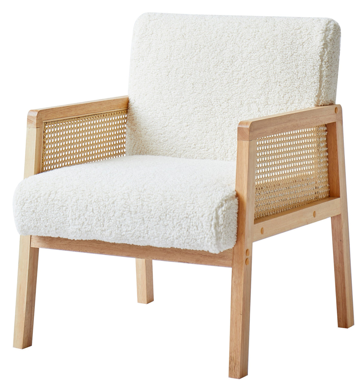 Fauteuil de salon Nordlys en bois massif et cannage blanc BORGO