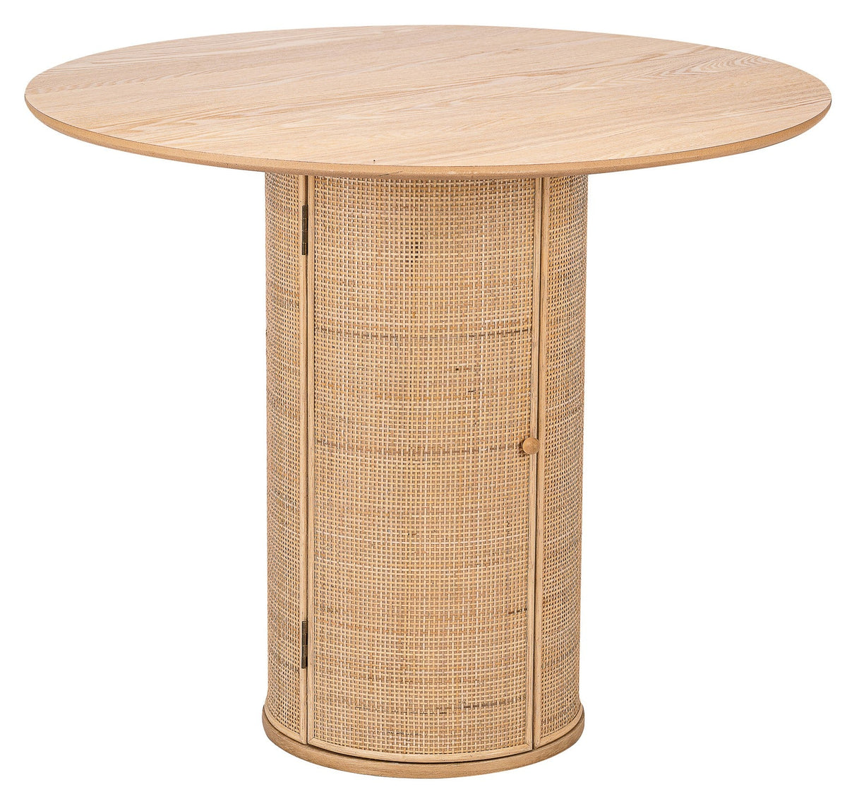 Table à manger ronde 4 personnes Nordlys en pin massif et rotin D90 HAVANA
