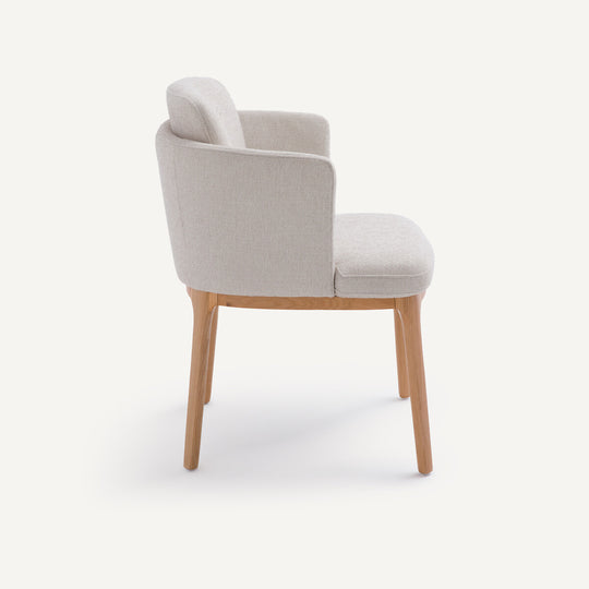 Fauteuil AM.PM avec pied chêne et tissu natté Jabote