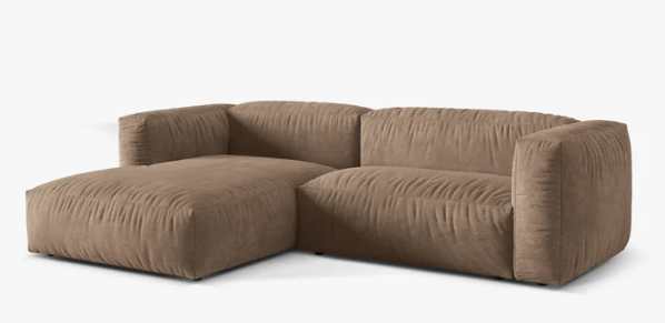 Canapé d'angle gauche MICADONI Martina 4 places en velours beige foncé