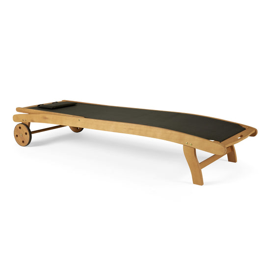 Lot de 2 bains de soleil en bois FSC® inclinable avec roues