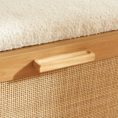 Banc d'entrée DRAWER June avec rangement chaussures en bois et cannage L120cm