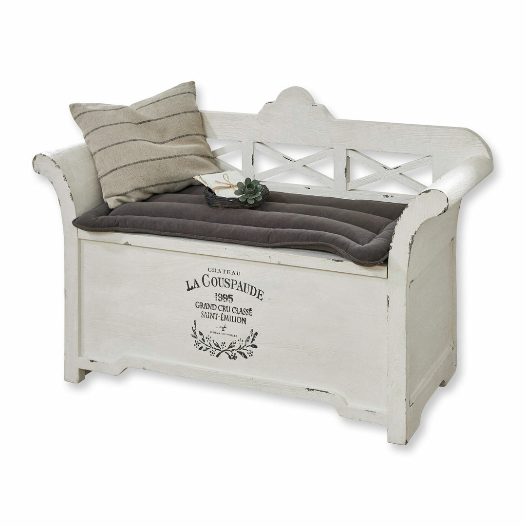 Banc LOBERON Fioen blanc gris effet vieilli — photo produit