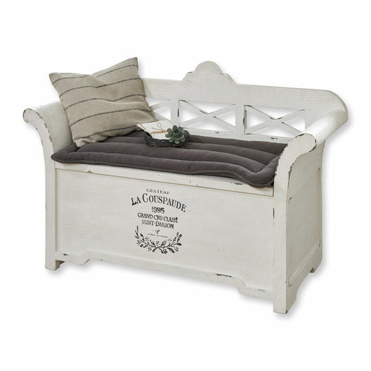 Banc LOBERON Fioen blanc gris effet vieilli — photo produit