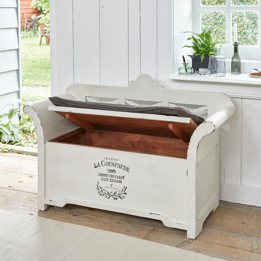 Banc LOBERON Fioen blanc gris effet vieilli — photo produit