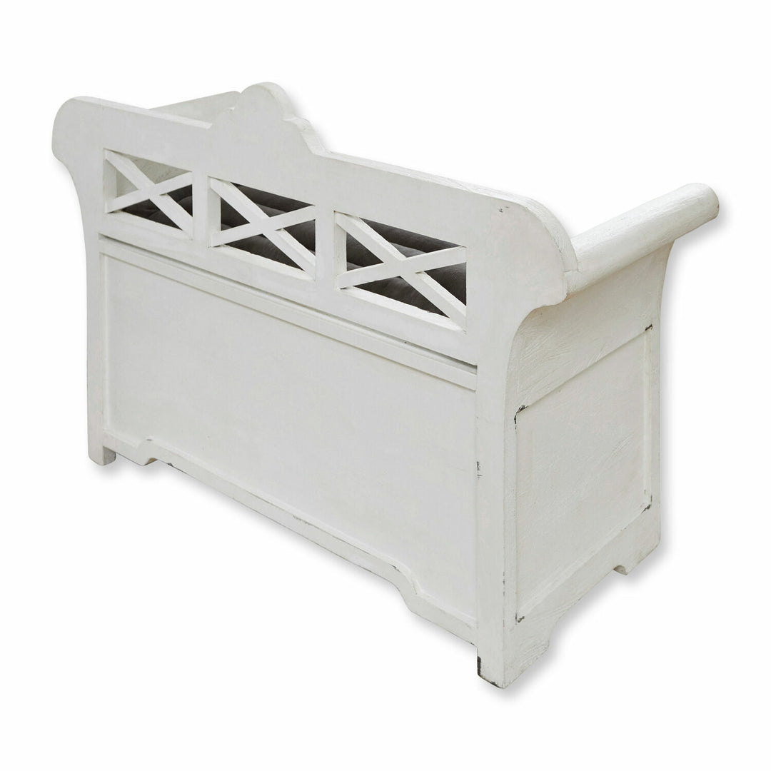 Banc LOBERON Fioen blanc gris effet vieilli — photo produit