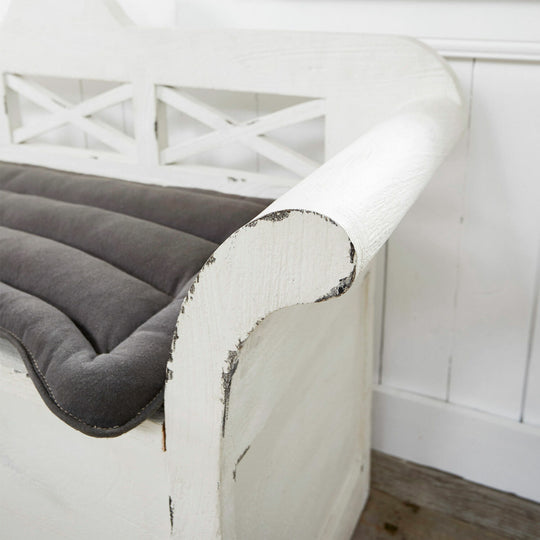 Banc LOBERON Fioen blanc gris effet vieilli — photo produit