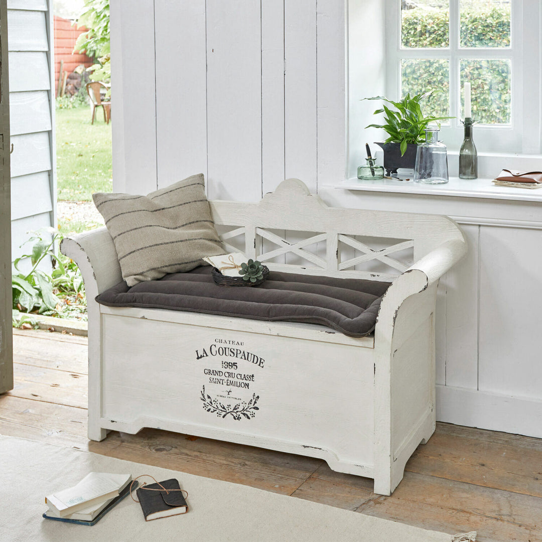 Banc LOBERON Fioen blanc gris effet vieilli — photo produit