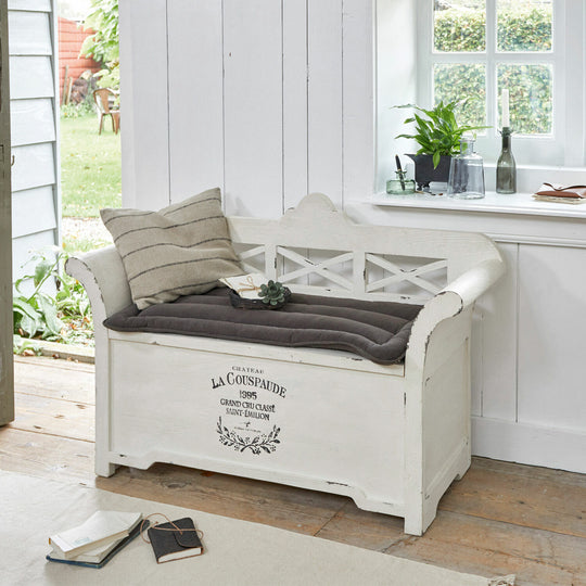Banc LOBERON Fioen blanc gris effet vieilli — photo produit