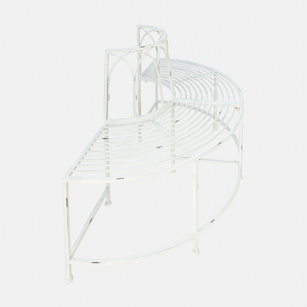 Banc de jardin LOBERON Sherburne métal blanc vieilli — photo produit