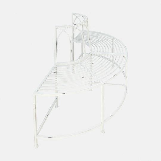 Banc de jardin LOBERON Sherburne métal blanc vieilli — photo produit