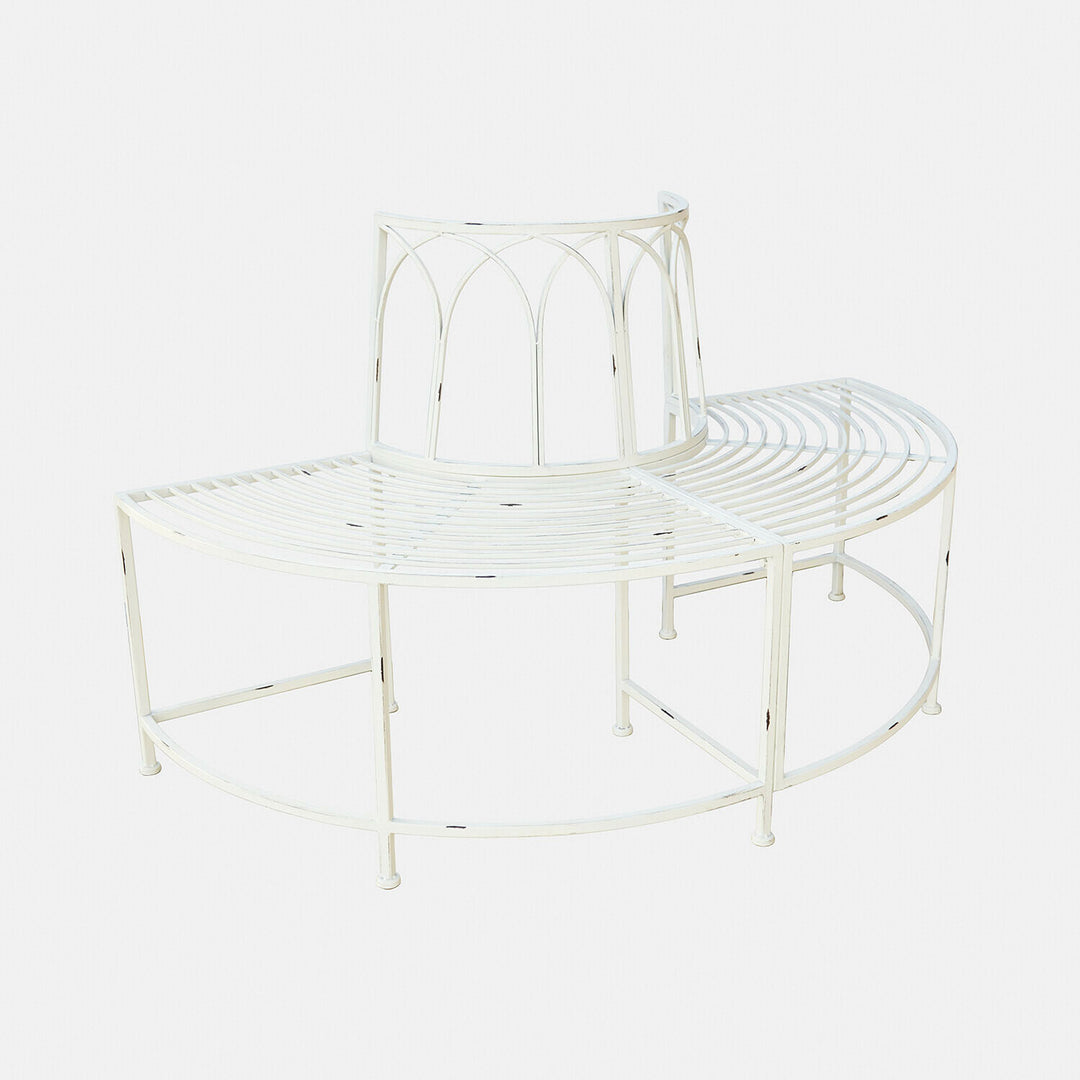 Banc de jardin LOBERON Sherburne métal blanc vieilli — photo produit