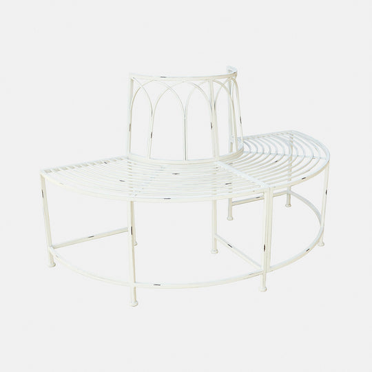 Banc de jardin LOBERON Sherburne métal blanc vieilli — photo produit