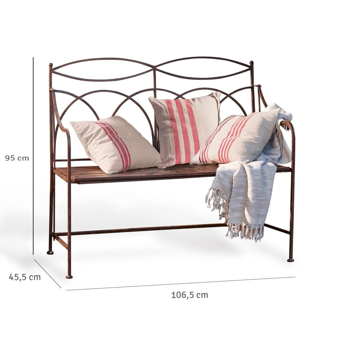 Banc LOBERON Jablines en métal vieilli marron — photo produit