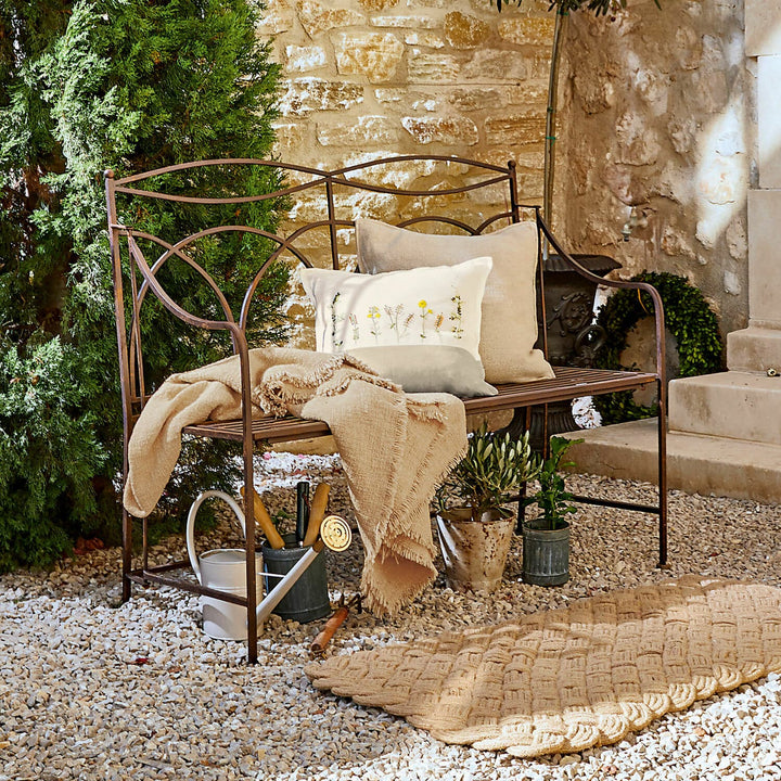 Banc LOBERON Jablines en métal vieilli marron