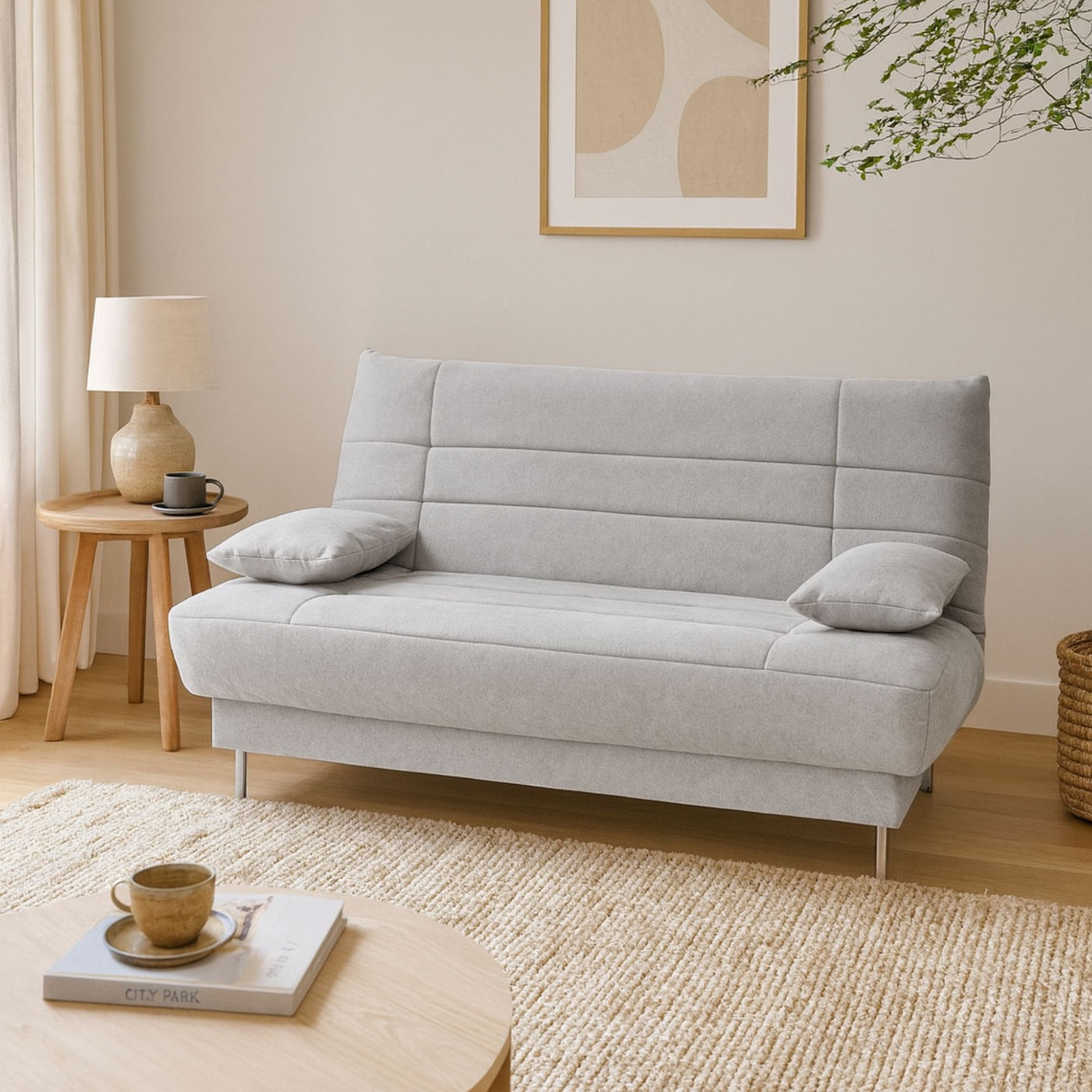 Banquette Clic-clac LES TENDANCES Folken tissu 130x190 cm matelas Starflex 13 cm avec rangement