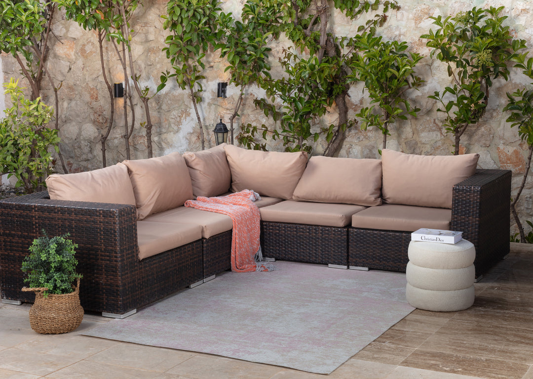 Tapis d'Extérieur/Intérieur Moderne Beige/Mauve Comal