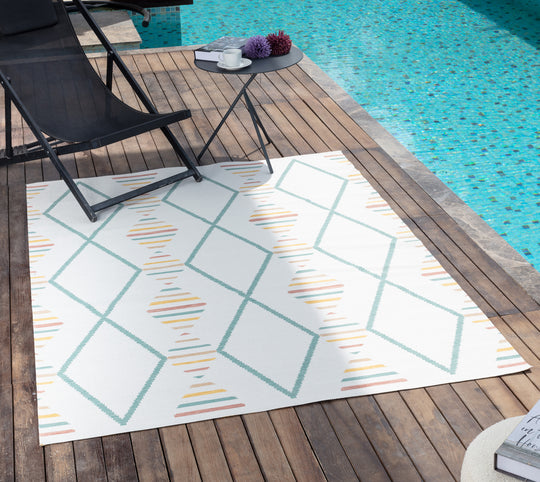 DAURA Tapis d'Extérieur/Intérieur Moderne Multicolore/Jaune Moutarde 200x275
