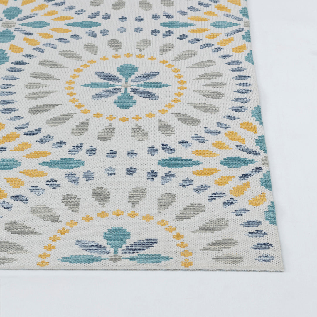 FERMO Tapis d'Extérieur/Intérieur Bohème Bleu/Jaune Moutarde 200x275