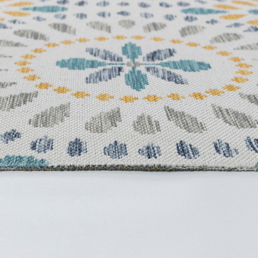 FERMO Tapis d'Extérieur/Intérieur Bohème Bleu/Jaune Moutarde 200x275