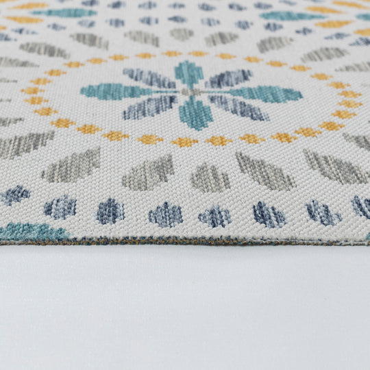 FERMO Tapis d'Extérieur/Intérieur Bohème Bleu/Jaune Moutarde 200x275